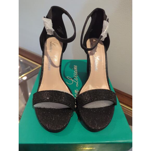 Lauren Lorraine Shimmer Black Sparkle Wedge NIB - Picture 1 of 4